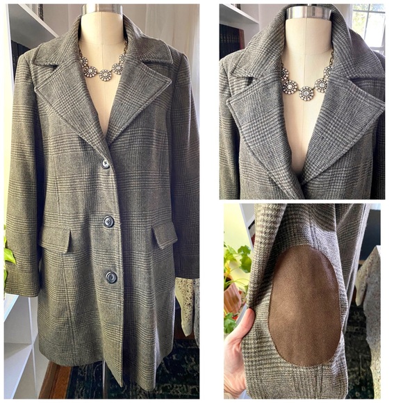 Merona Jackets & Blazers - Merona Menswear Inspired Brown Plaid Coat with Elbow Patches